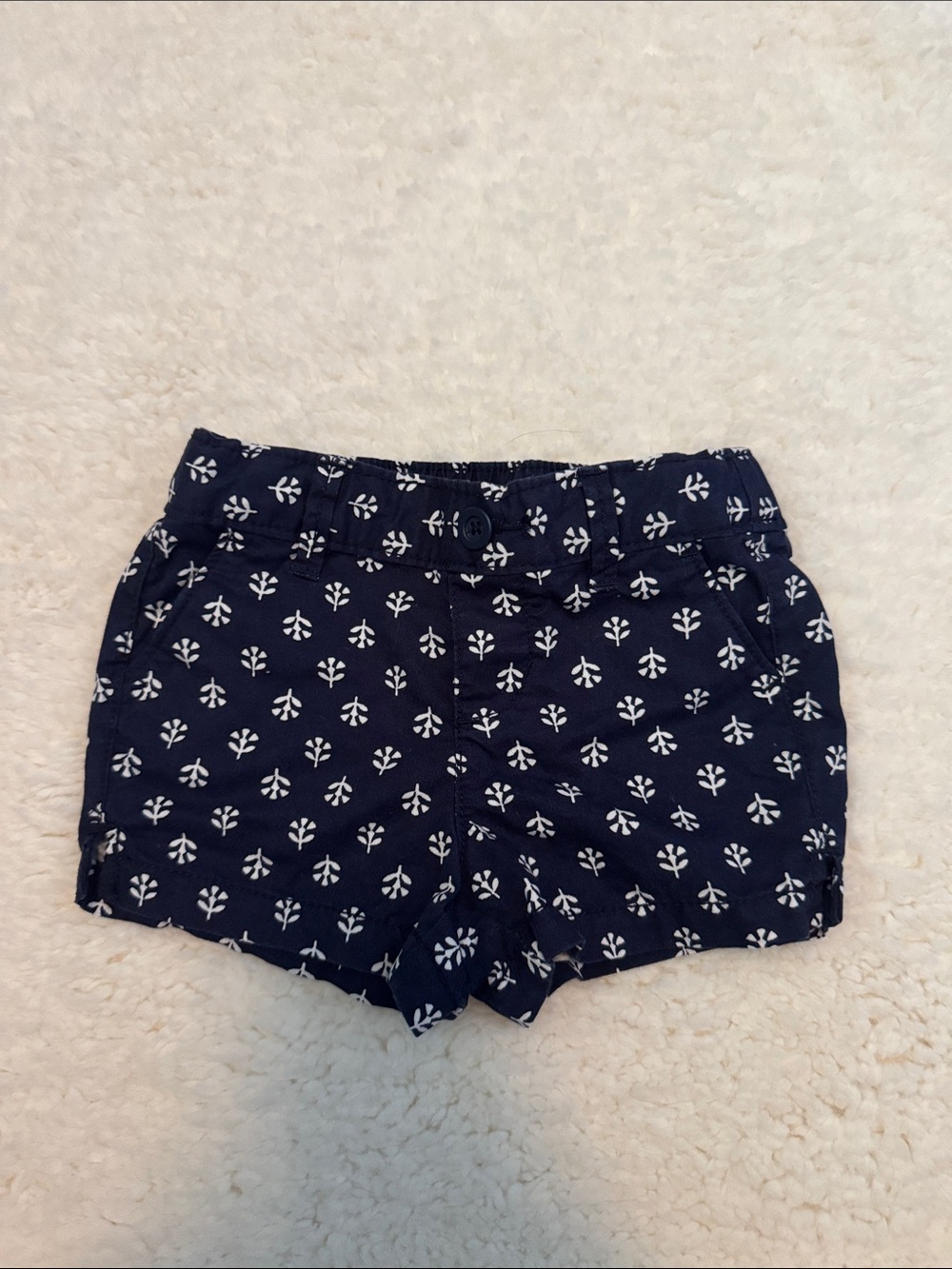 Old Navy Navy Floral-Pattern Girls' Cotton Shorts with Adjustable Waist